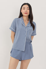 Dina Basic Lounge Shorts in Dusty Blue