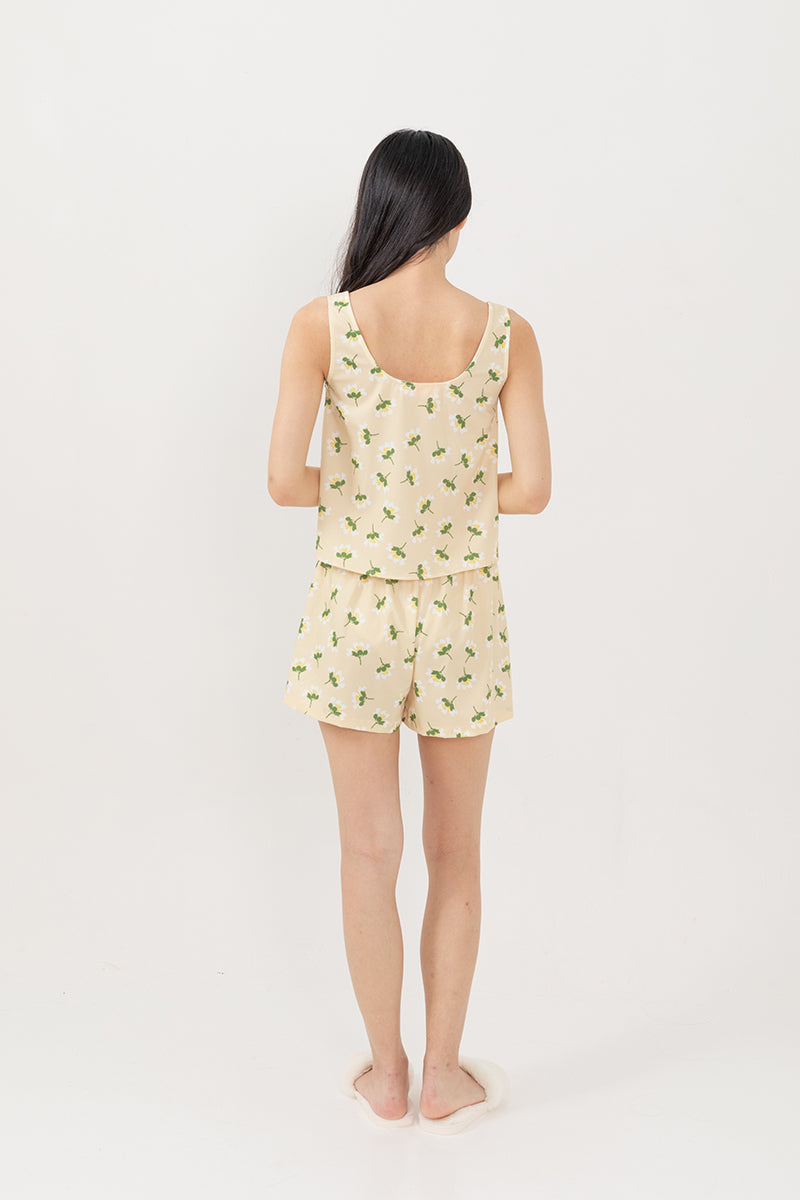 Emily Satin Lounge Shorts in Daffodil