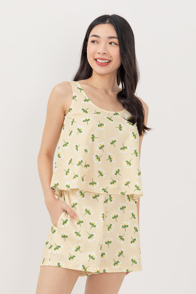 Emily Satin Lounge Shorts in Daffodil