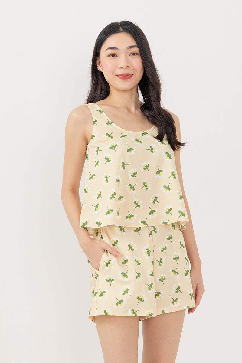 Emily Satin Lounge Shorts in Daffodil