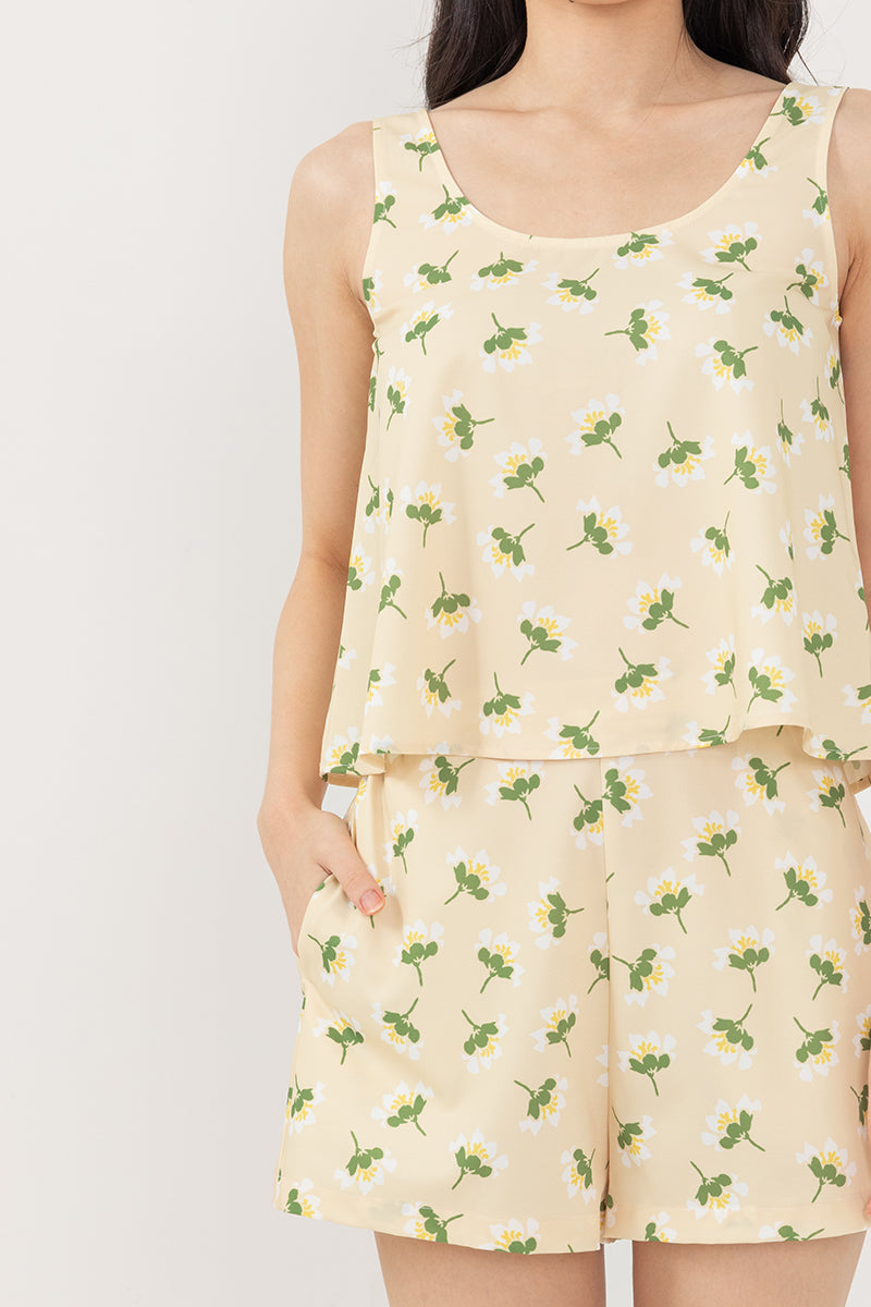 Emily Satin Lounge Shorts in Daffodil