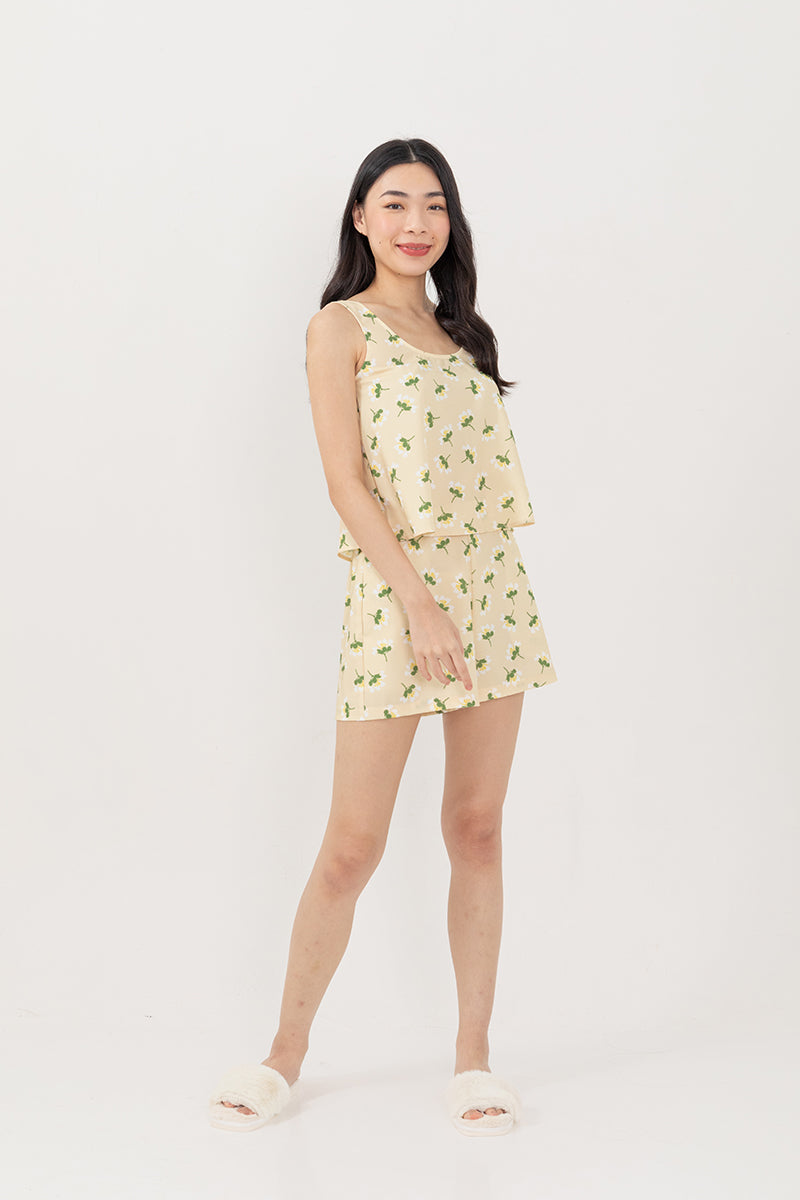 Emily Satin Lounge Shorts in Daffodil