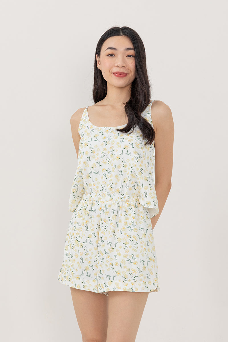 Laurel Printed Lounge Shorts in White
