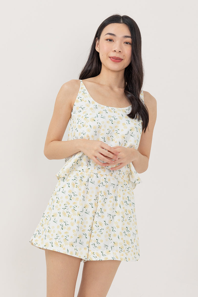 Laurel Printed Lounge Shorts in White