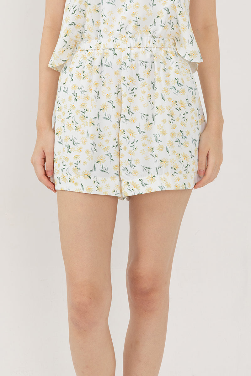 Laurel Printed Lounge Shorts in White
