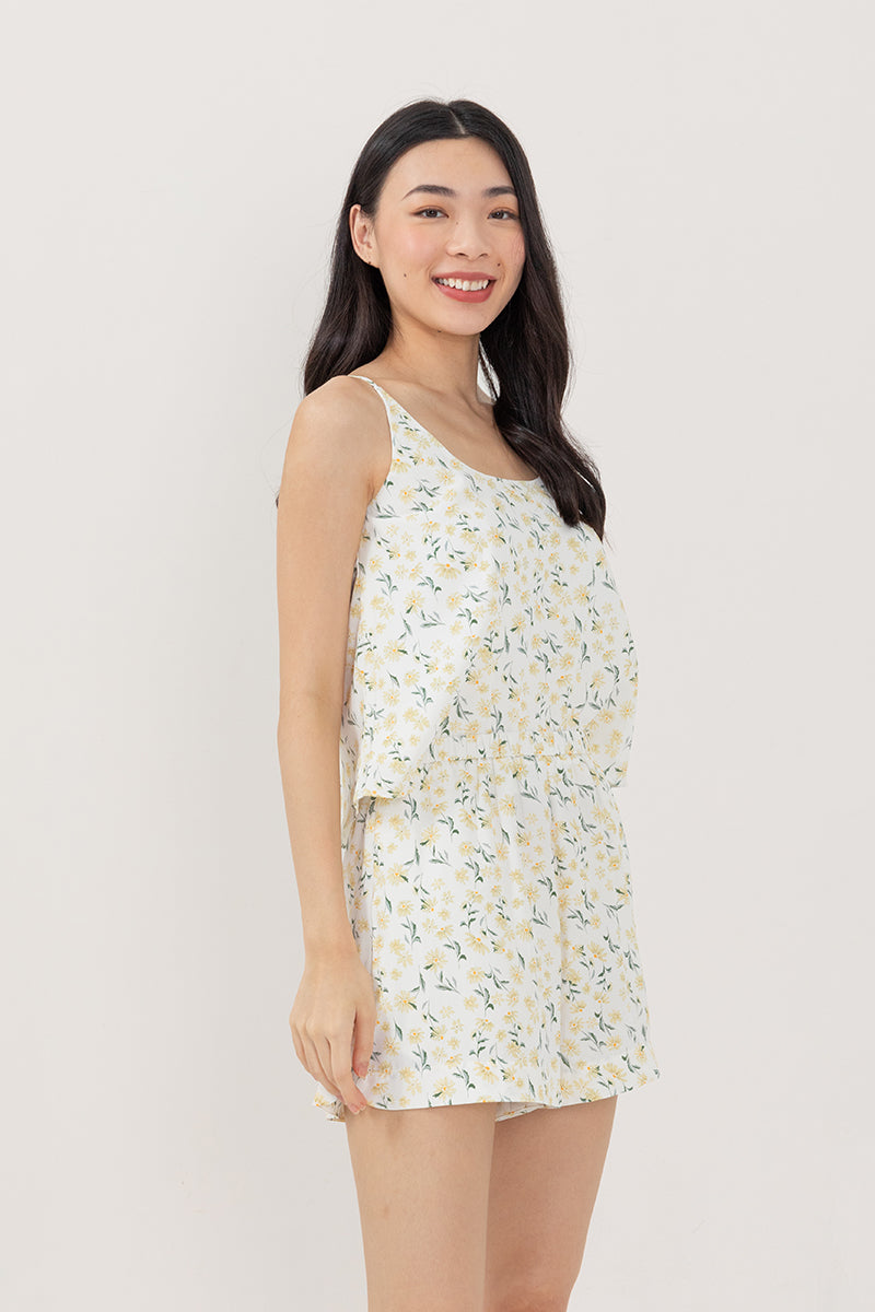 Laurel Printed Lounge Shorts in White