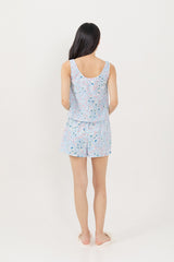 Odelia Printed Lounge Shorts in Light Blue