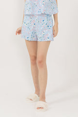 Odelia Printed Lounge Shorts in Light Blue