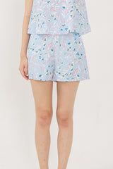 Odelia Printed Lounge Shorts in Light Blue