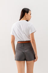 Xenia Belted Shorts in Dark Grey