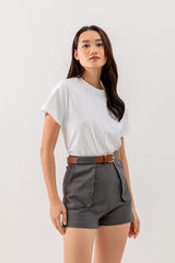 Xenia Belted Shorts in Dark Grey