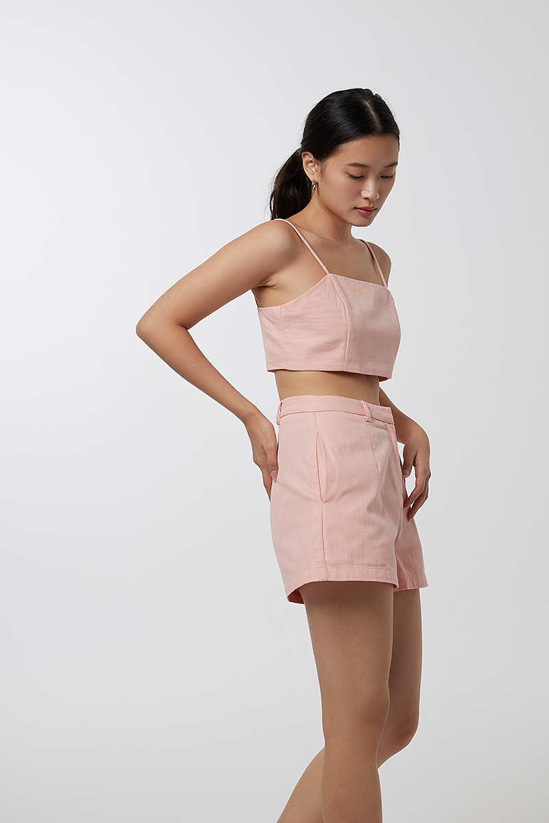 Emery Highwaisted Shorts in Dusty Pink