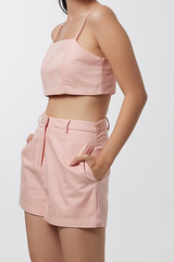 Emery Highwaisted Shorts in Dusty Pink