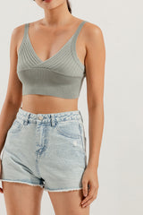 Zara Distressed Denim Shorts in Light Blue