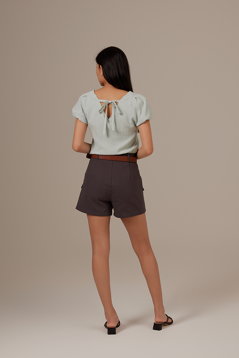 Meg Belted Cargo Shorts in Charcoal