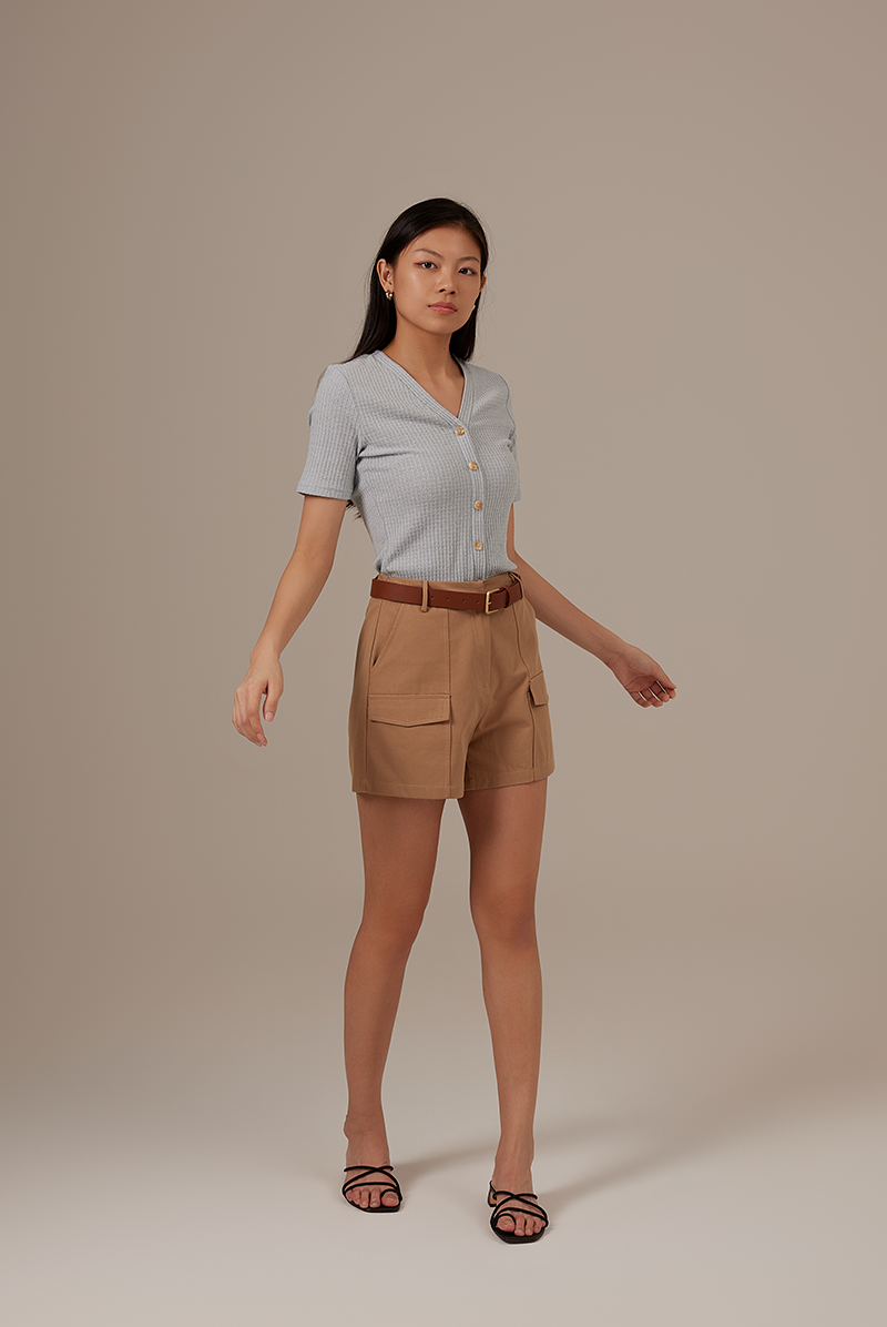 Meg Belted Cargo Shorts in Khaki