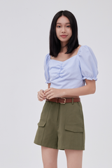 Meg Belted Cargo Shorts in Army Green