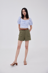 Meg Belted Cargo Shorts in Army Green