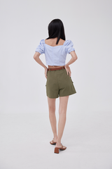 Meg Belted Cargo Shorts in Army Green
