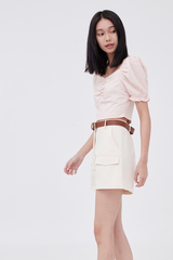 Meg Belted Cargo Shorts in Cream