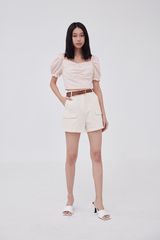 Meg Belted Cargo Shorts in Cream