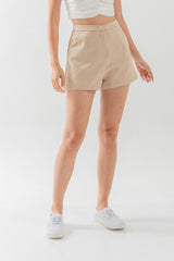 Ruth High-Waisted Shorts in Beige