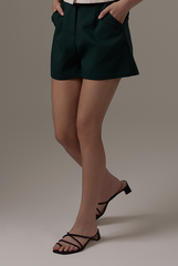 Ruth High-Waisted Shorts in Emerald
