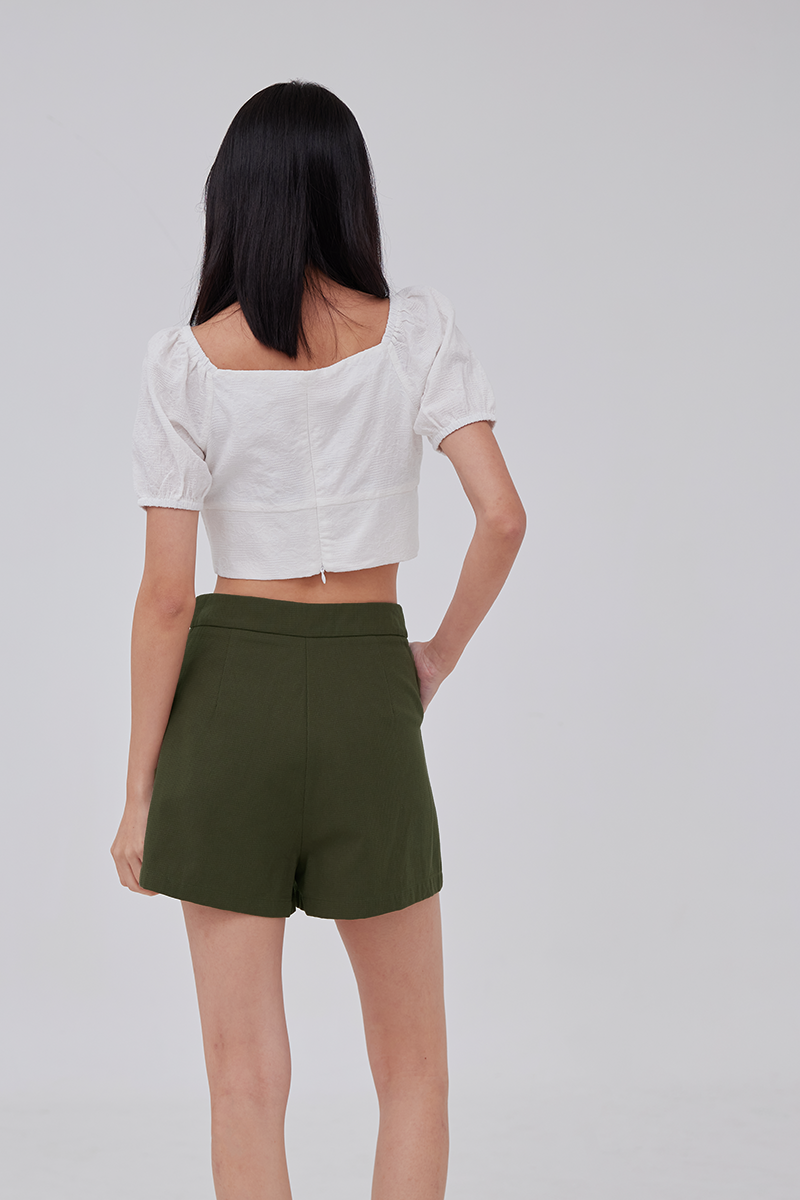Karmen High-Waisted Shorts in Army Green