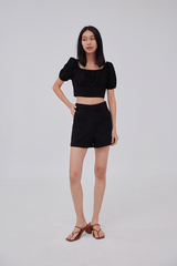Karmen High-Waisted Shorts in Black