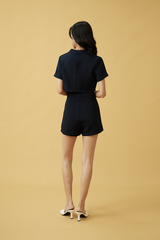 Sammy High Waisted Shorts in Navy Blue