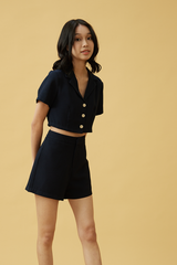 Sammy High Waisted Shorts in Navy Blue