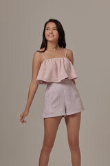 Fernenda High Waisted Patterned Shorts in Blush