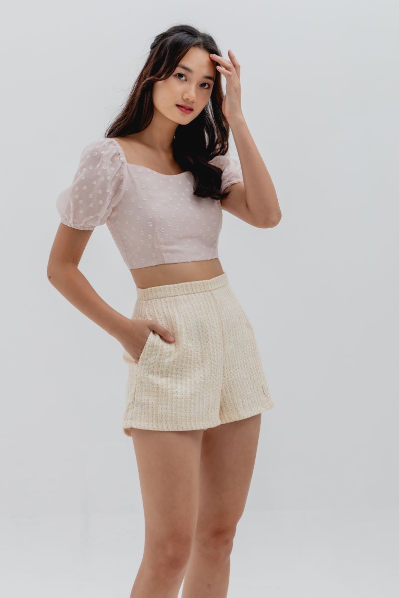 Fernenda High Waisted Patterned Shorts in Daffodil