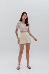 Fernenda High Waisted Patterned Shorts in Daffodil