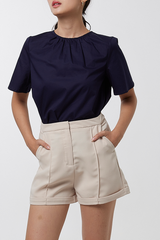 Gemimah Pintuck Shorts in Beige
