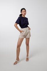 Gemimah Pintuck Shorts in Beige