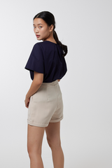 Gemimah Pintuck Shorts in Beige