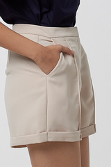 Gemimah Pintuck Shorts in Beige