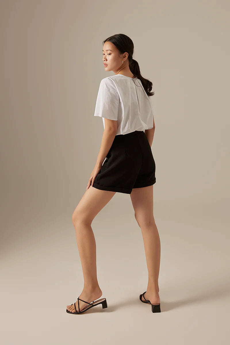 Gemimah Pintuck Shorts in Black