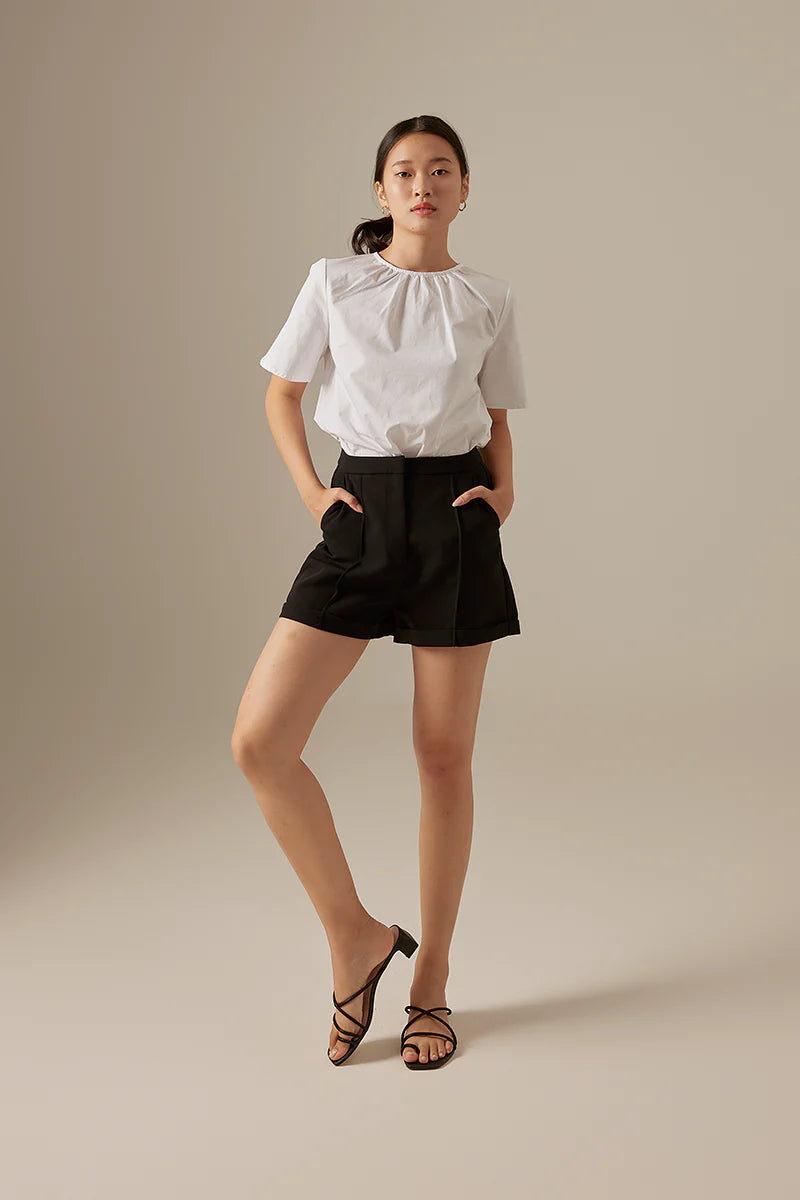 Gemimah Pintuck Shorts in Black