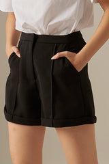 Gemimah Pintuck Shorts in Black
