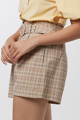 Tinashe Belted Paper Bag Shorts in Brown