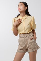 Tinashe Belted Paper Bag Shorts in Brown