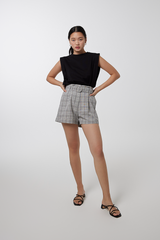 Tinashe Belted Paper Bag Shorts in Grey