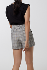 Tinashe Belted Paper Bag Shorts in Grey