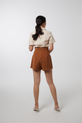 Lois High-Waisted Button Shorts in Caramel
