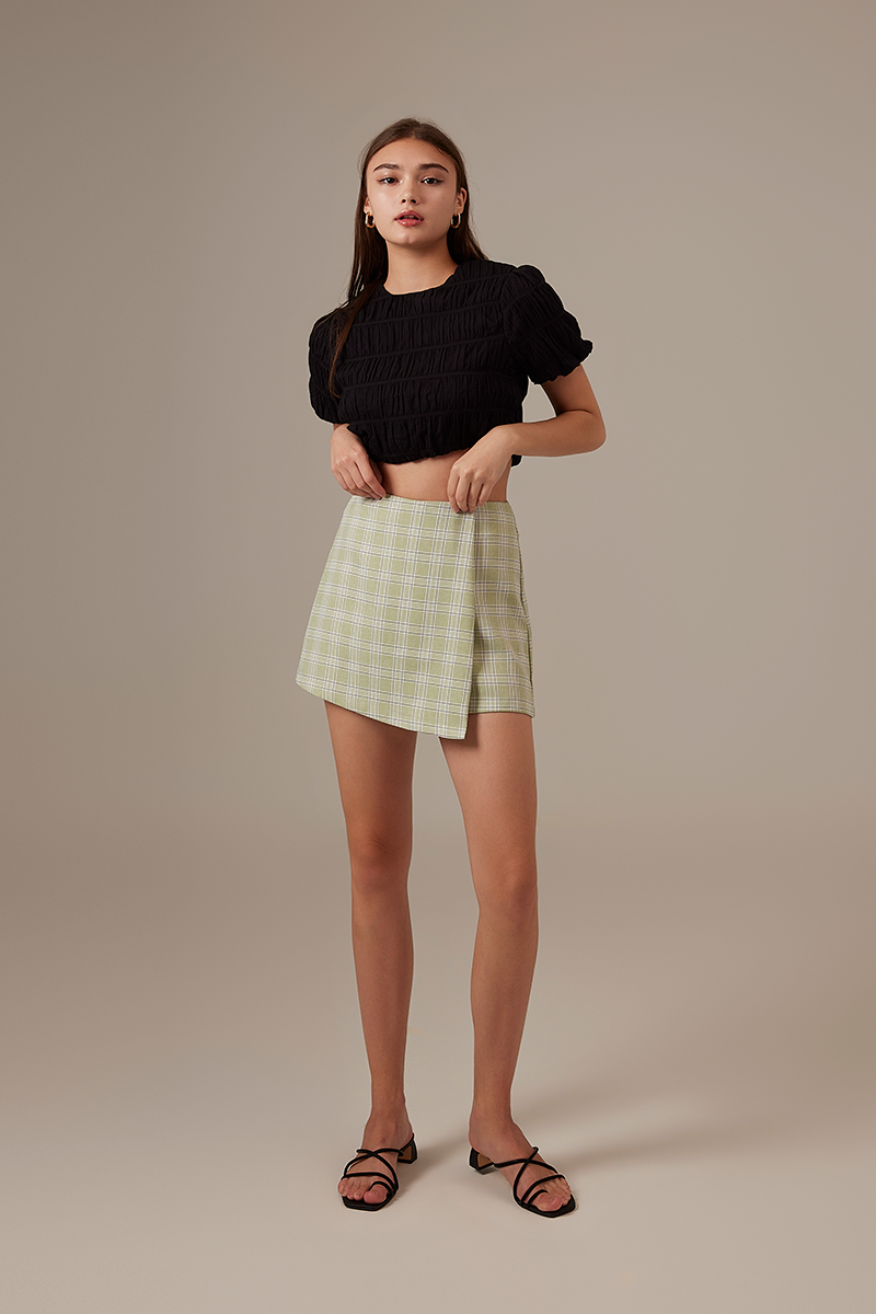 Vivi Plaid Skorts in Pistachio