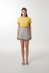 Vivi Plaid Skorts in Walnut