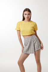 Vivi Plaid Skorts in Walnut