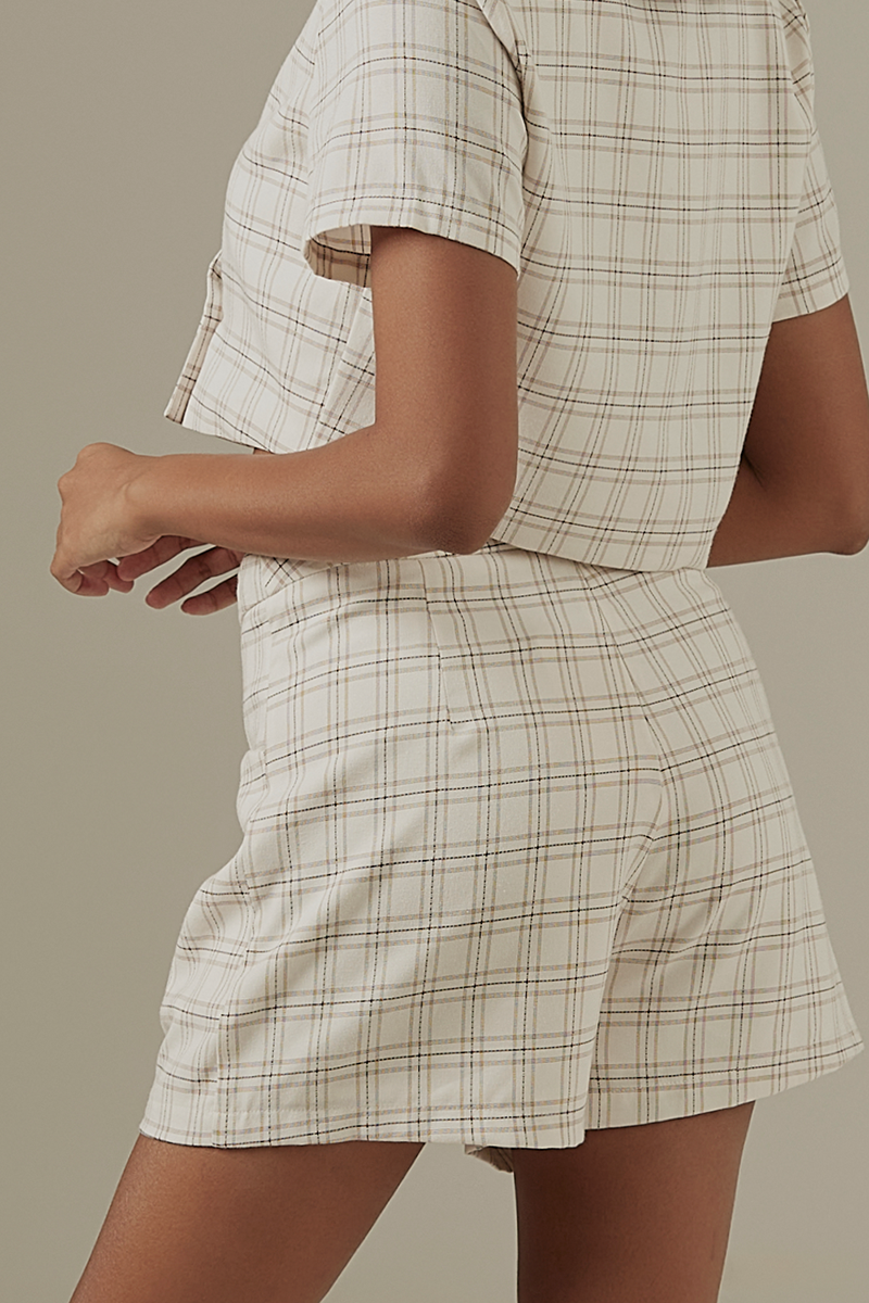 Mirae Checkered Shorts in White